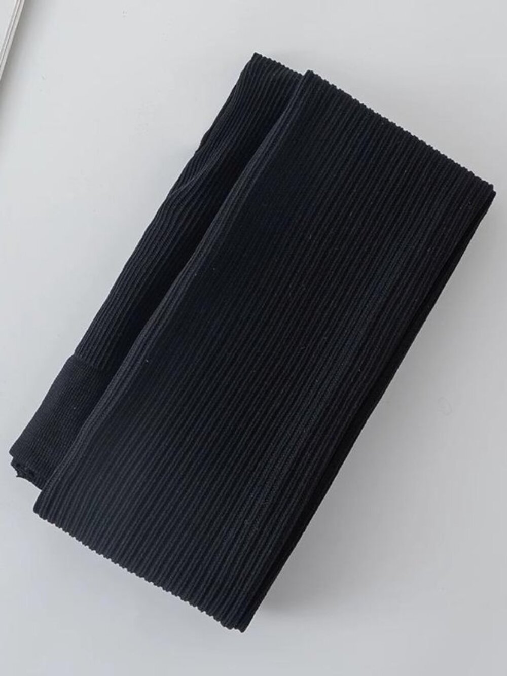 Women's Knit Ribbed Black Opaque Tights Pantyhose Stockings Striped - Picture 4 of 4